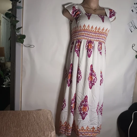 Chic White and Purple Maxi Dress - Picture 5 of 11